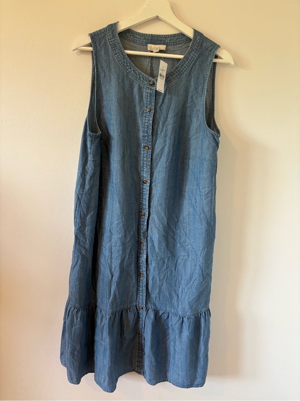 NWT LOFT denim chambray dress L